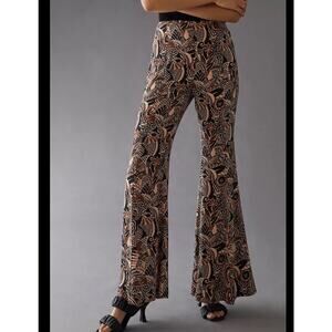 By Anthropologie Drapey Flare Pants Brown Motif Boho Hippie Bell Bottoms 0 NWT